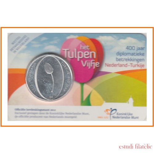 Holanda 2012 Cartera Oficial Coin Card Moneda 5 € Rel Holanda - Turquía Tulipán 