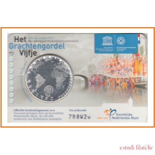 Holanda 2012 Cartera Oficial Coin Card Moneda 5 € Canales de Ámsterdam