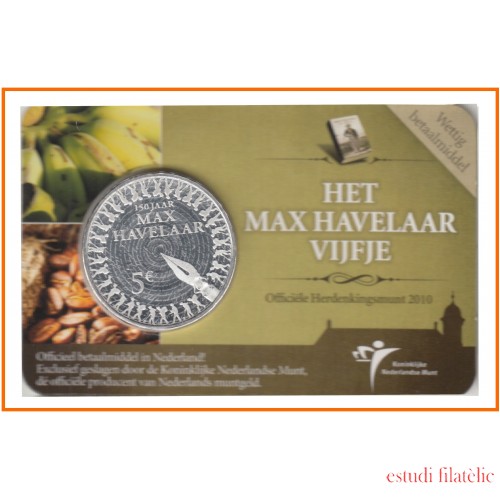 Holanda 2010 Cartera Oficial Coin Card Moneda 5 € Max Havelaar 