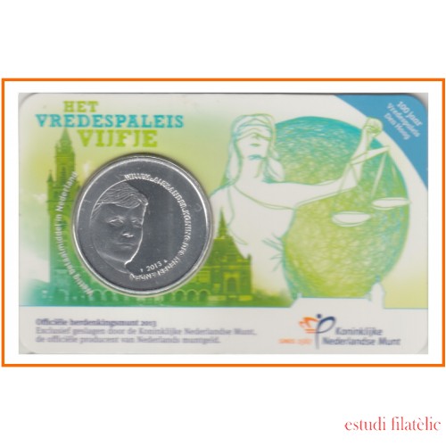 Holanda 2013 Cartera Oficial Coin Card Moneda 5 € Palacio de la paz La Haya 