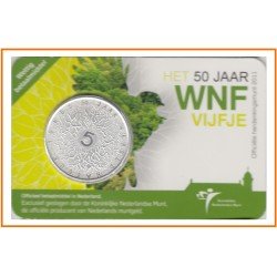 Holanda 2011 Cartera Oficial Coin Card Moneda 5 € 50 Aniversario de WNF