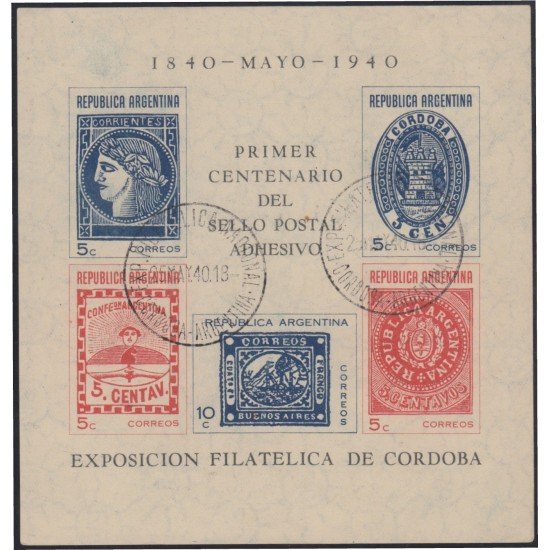 Argentina HB 3 1940 Centenario del 1er sello postal Exposición Filatélica usado Argentina HB 3 1940 Centenario del 1er sello postal Exposición Filatélica usado