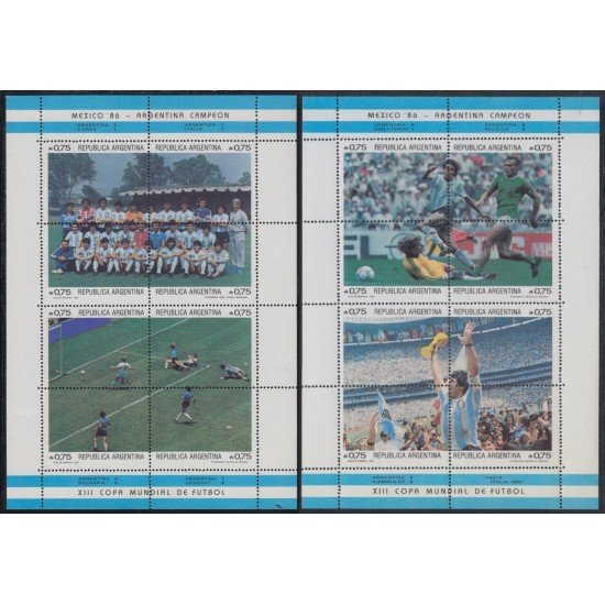 Argentina HB 33/34 1986 Argentina campeón en copa del mundo de México MNH