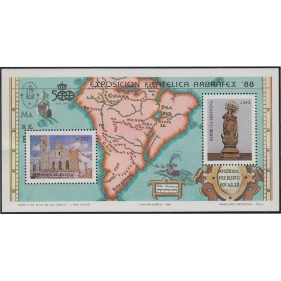 Argentina HB 39 1988 Arbrafex 88 Exposición Filatélica Bi-Nacional MNH Argentina HB 39 1988 Arbrafex 88 Exposición Filatélica Bi-Nacional MNH