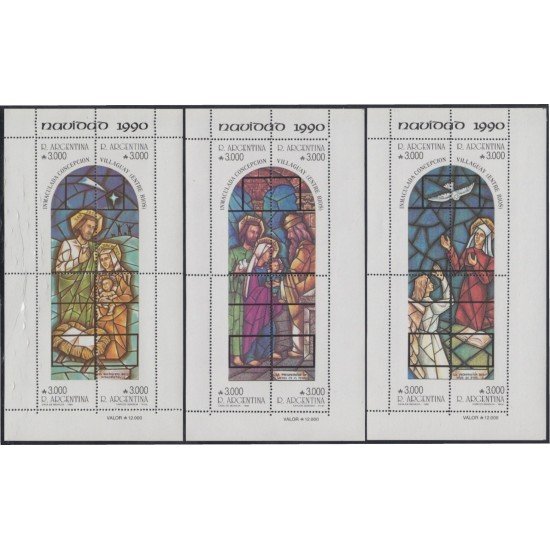 Argentina HB 46/48 1990 Navidad Christmas MNH Argentina HB 46/48 1990 Navidad Christmas MNH