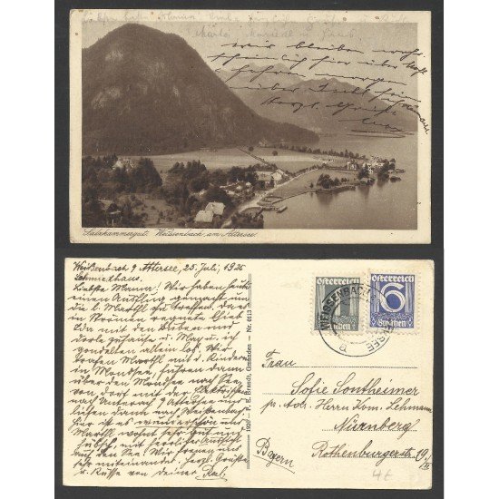 Austria Postal de Weissenbach a Nuremberg 1925 Austria Postal de Weissenbach a Nuremberg 1925