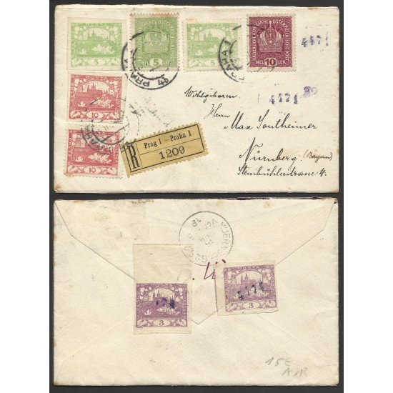 Checoslovaquia Carta de Praga a Nuremberg 1919 Checoslovaquia Carta de Praga a Nuremberg 1919