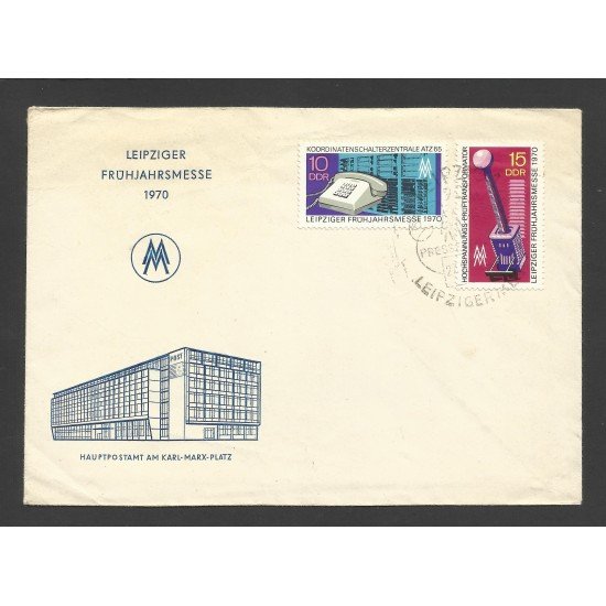 Alemania Oriental Sobre con matasello Primer día 1970 Alemania Oriental Sobre con matasello Primer día 1970