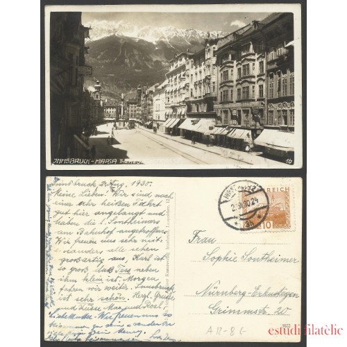 Austria Postal de Innsbruck a Nuremberg 1930