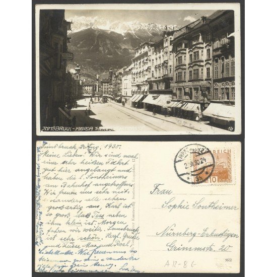 Austria Postal de Innsbruck a Nuremberg 1930 Austria Postal de Innsbruck a Nuremberg 1930