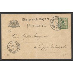 Alemania Postal de Bad Reichenhall a Leipzig 1892 Alemania Postal de Bad Reichenhall a Leipzig 1892