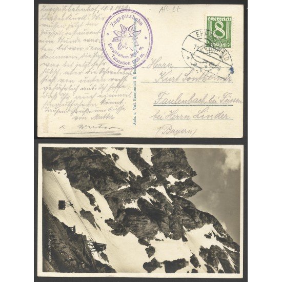 Austria Postal de Ehrwald a Faulenbach a Füssen (Alemania) 1926 Austria Postal de Ehrwald a Faulenbach a Füssen (Alemania) 1926
