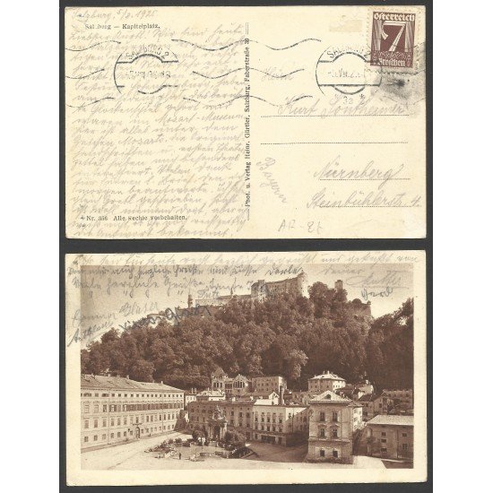 Austria Postal de Salzburgo a Nuremberg 1925 Austria Postal de Salzburgo a Nuremberg 1925