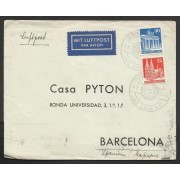 Alemania carta de Stutgart a Barcelona por Correo Aéreo 1951