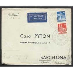 Alemania carta de Stutgart a Barcelona por Correo Aéreo 1951 Alemania carta de Stutgart a Barcelona por Correo Aéreo 1951