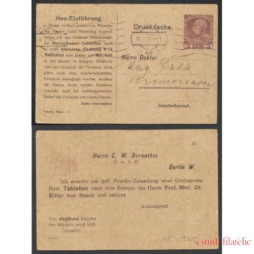 Austria Postal de Viena a Bremerhaven  1910