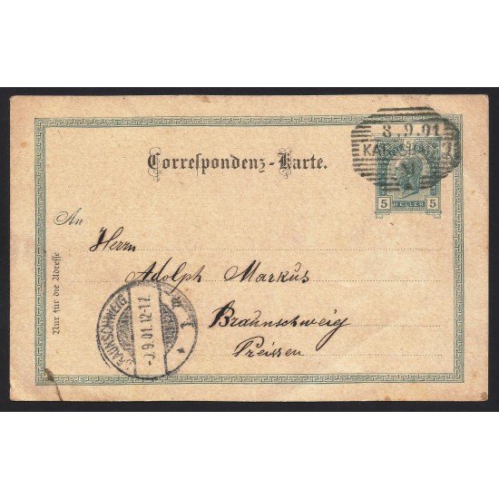 Austria Tarjeta Postal de Carlsbad a Braunschweig (Alemania) 1901 Austria Tarjeta Postal de Carlsbad a Braunschweig (Alemania) 1901