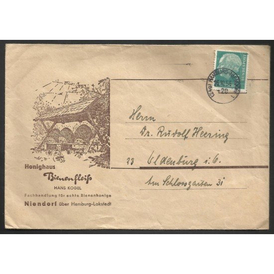 Alemania Carta de Hamburgo a Oldenburg 1956 Alemania Carta de Hamburgo a Oldenburg 1956