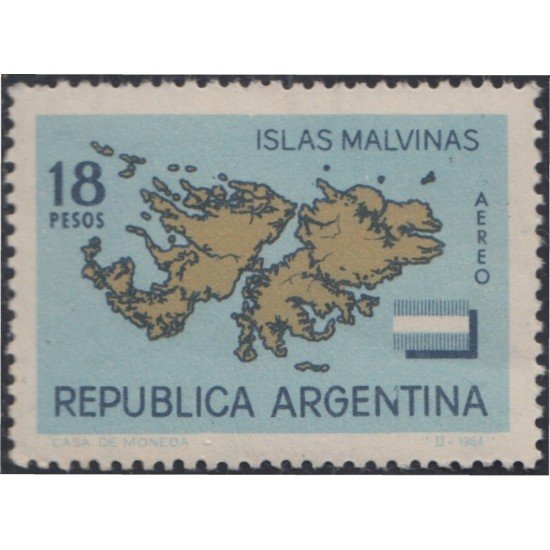 Argentina A- 97 1964 Mapa de las islas Malvinas MH Argentina A- 97 1964 Mapa de las islas Malvinas MH
