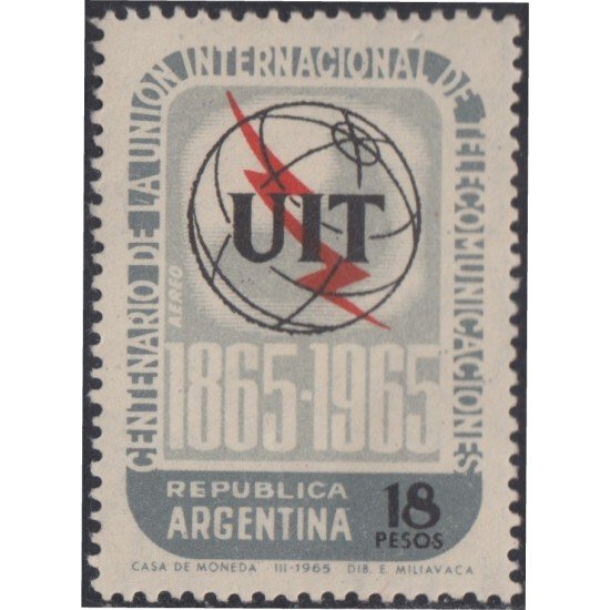 Argentina A- 105 1965 100° de la Unión Internacional de Telecomunicaciones MH Argentina A- 105 1965 100° de la Unión Internacional de Telecomunicaciones MH
