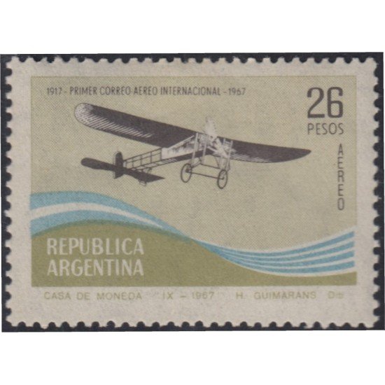 Argentina A- 117 1967 50 Años del Primer vuelo postal Buenos Aires-Montevideo MH Argentina A- 117 1967 50 Años del Primer vuelo postal Buenos Aires-Montevideo MH