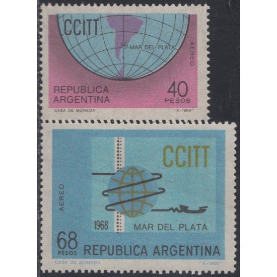 Argentina A- 124/25 1968 IV Asamblea Internacional de Telégrafos y Teléfonos MNH Argentina A- 124/25 1968 IV Asamblea Internacional de Telégrafos y Teléfonos MNH
