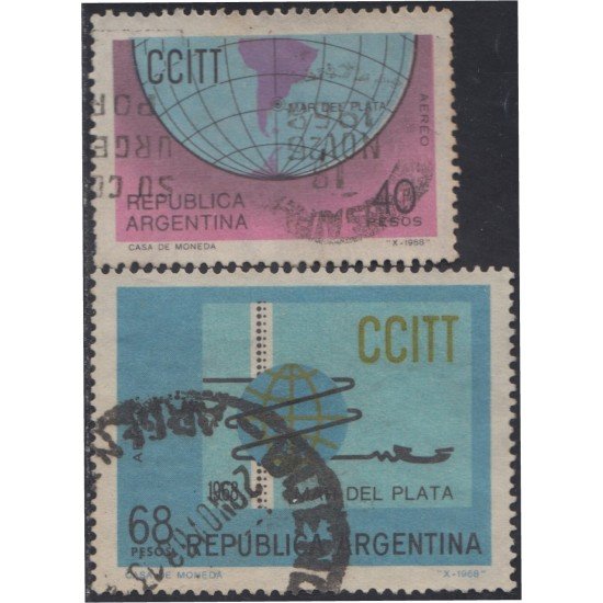 Argentina A- 124/25 1968 IV Asamblea Internacional de Telégrafos y Teléfonos usados Argentina A- 124/25 1968 IV Asamblea Internacional de Telégrafos y Teléfonos usados