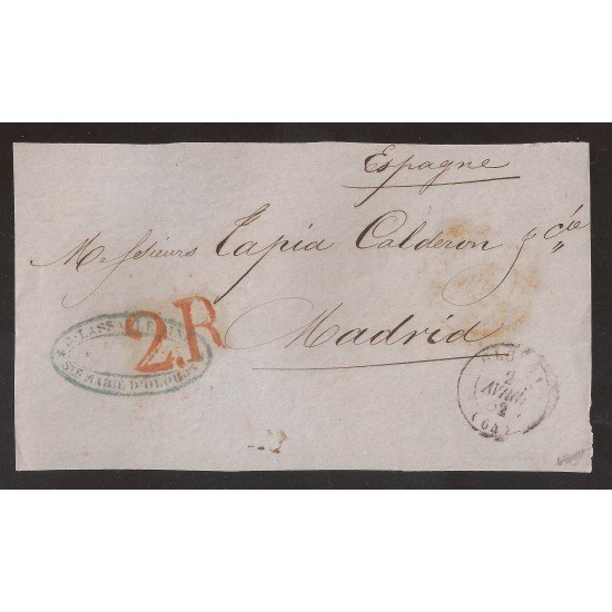 Francia Frontal de Oloron a Madrid 1852 Francia Frontal de Oloron a Madrid 1852