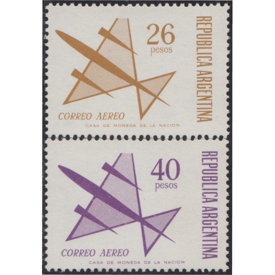 Argentina A- 138/139 1971 Serie Corriente. Dibujo Avión. Sin filigrana MNH Argentina A- 138/139 1971 Serie Corriente. Dibujo Avión. Sin filigrana MNH