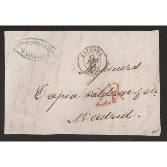 Francia Frontal de Bayona a Madrid 1854 Francia Frontal de Bayona a Madrid 1854