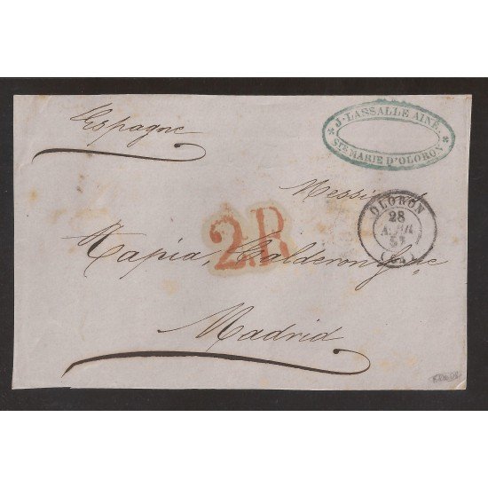Francia Frontal de Oloron a Madrid 1852 Francia Frontal de Oloron a Madrid 1852