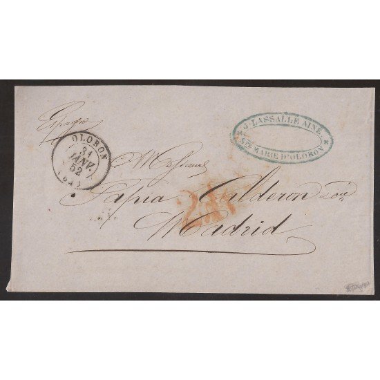 Francia Frontal de Oloron a Madrid 1852 Francia Frontal de Oloron a Madrid 1852