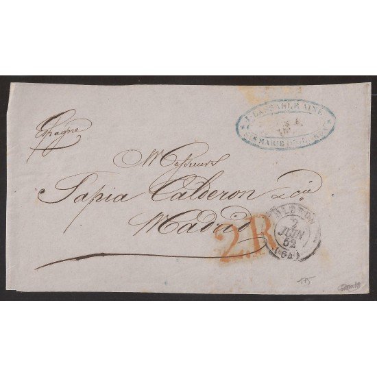 Francia Frontal de Oloron a Madrid 1852 Francia Frontal de Oloron a Madrid 1852
