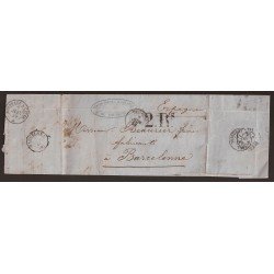 Francia Carta de Toulosse a Barcelona 1859 Via Burdeos-Perpignan-La Junquera Francia Carta de Toulosse a Barcelona 1859 Via Burdeos-Perpignan-La Junquera