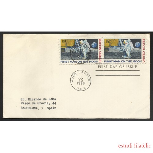 Estados Unidos Carta de Washington a Barcelona 1969 Astronaútica