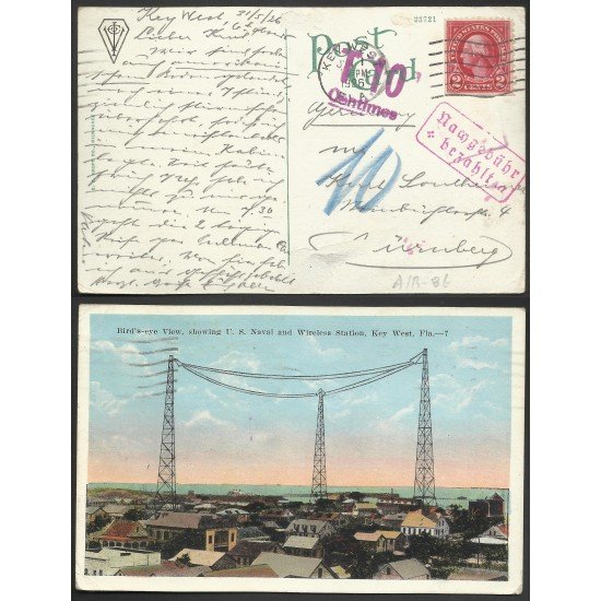 Estados Unidos Postal de Key West a Nuremberg (Alemania) 1926 Estados Unidos Postal de Key West a Nuremberg (Alemania) 1926