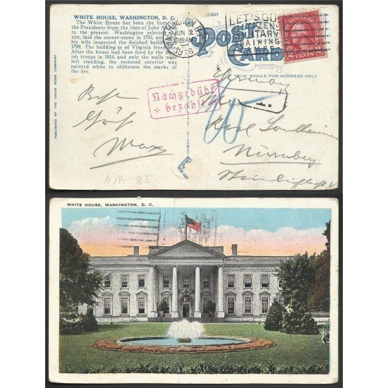 Estados Unidos Postal de Washington a Nuremberg 1926 Estados Unidos Postal de Washington a Nuremberg 1926
