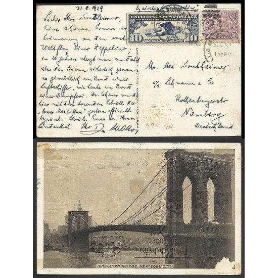 Estados Unidos Postal de New York a Nuremberg 1929 Estados Unidos Postal de New York a Nuremberg 1929