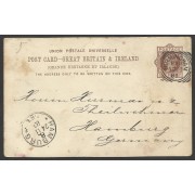 Inglaterra Postal de Birmingham a Hamburgo 1883