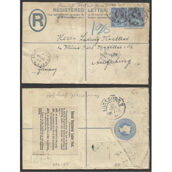 Inglatrerra Carta de Leicester a Augsburg (Alemania) 1887 Inglatrerra Carta de Leicester a Augsburg (Alemania) 1887
