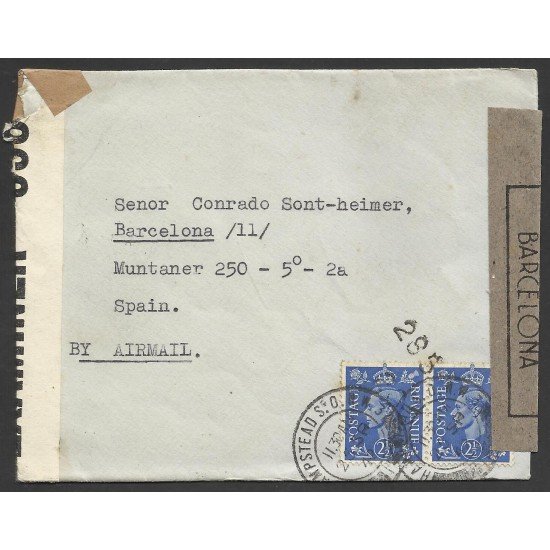 Inglaterra Carta de Hampstead a Barcelona 1942 Inglaterra Carta de Hampstead a Barcelona 1942