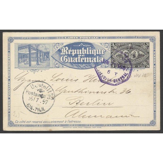 Guatemala Postal dirigida a Berlin 1897 Guatemala Postal dirigida a Berlin 1897