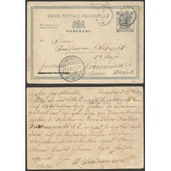 Hong Kong Postal dirigida a Warnemünde (Alemania) 1896