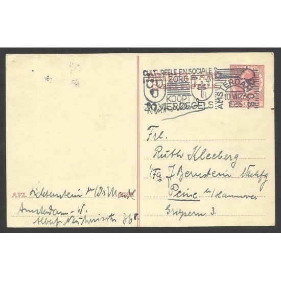 Holanda Postal de Amsterdam a Peine (Alemania) 1936 Holanda Postal de Amsterdam a Peine (Alemania) 1936