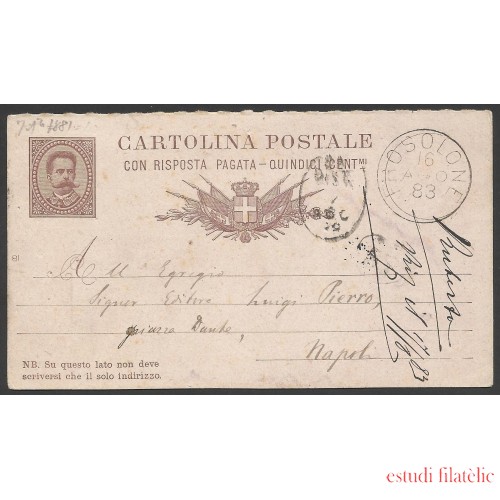Italia Postal de Frosolone a Nápoles 1883