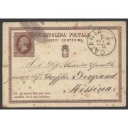 Italia  Postal de Catania a Mesina 1877