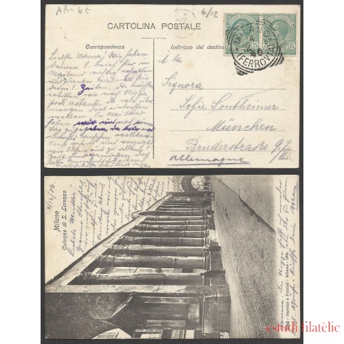 Italia  Postal de Milano a Munich 1906