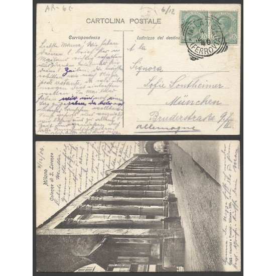 Italia Postal de Milano a Munich 1906 Italia Postal de Milano a Munich 1906
