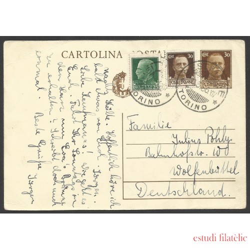 Italia  Postal de Torino a  Wolfenbüttel 1936