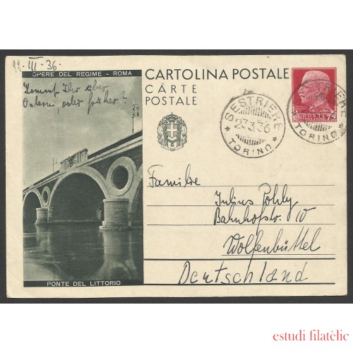 Italia  Postal de Sestriere a  Wolfenbüttel 1936